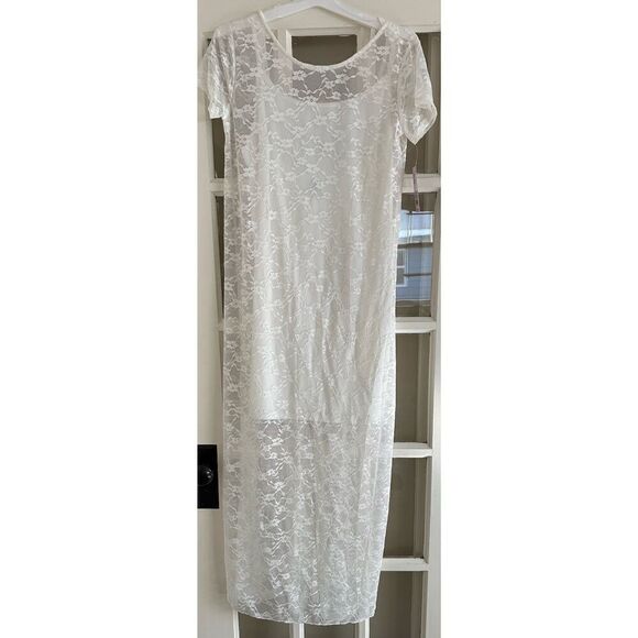 Wild fable Short Sleeve Maxi Dress -White Lace size L - Picture 3 of 5